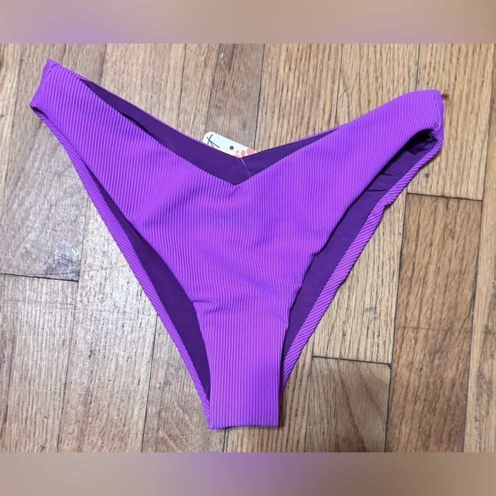 Beach Riot Ribbed Kaylin Bottom in Vivid Violet - Picture 2 of 7